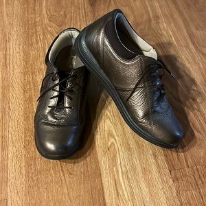 Drew metallic bronze leather lace up shoes